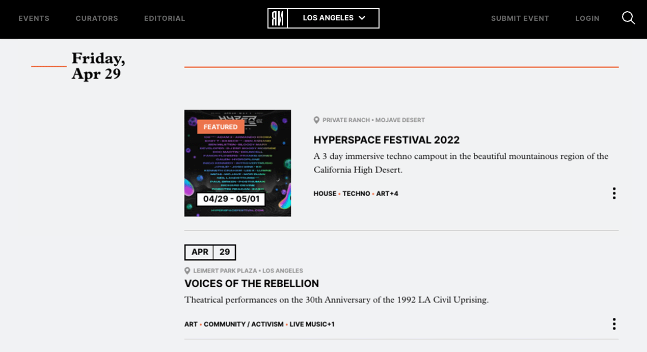 Featured Event Status in event list