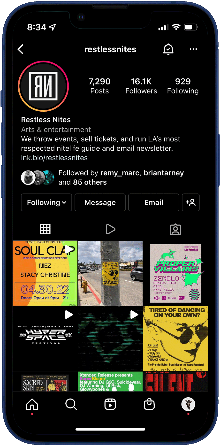 Restless Nites Instagram
